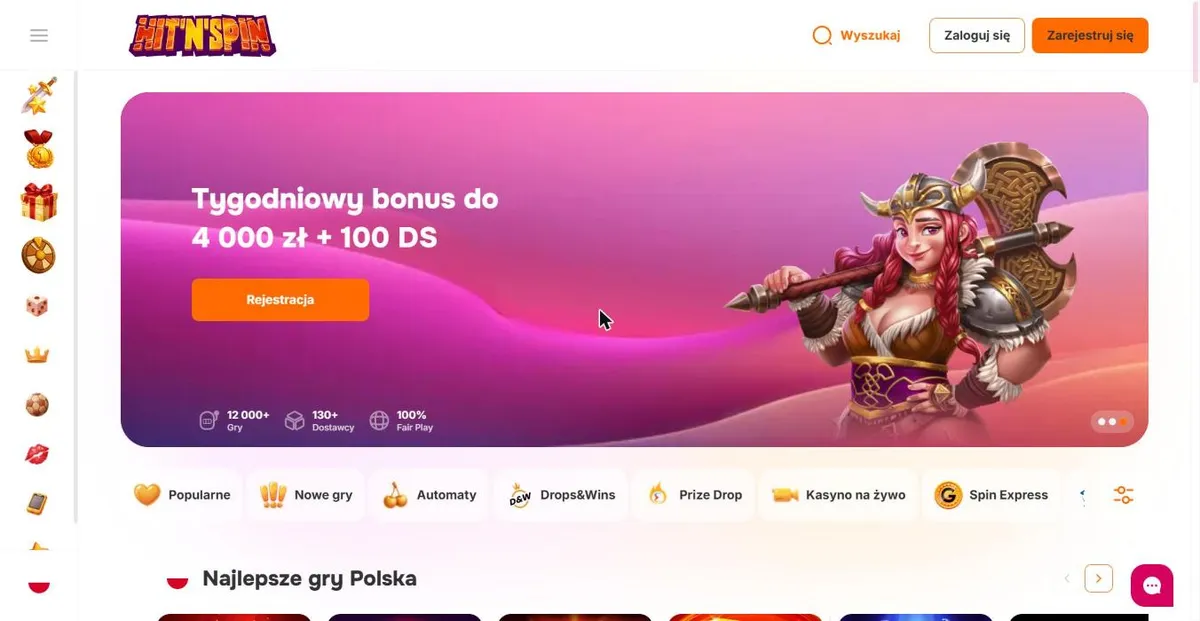 Strona główna Hit’n’Spin po polsku: ponad 12 000 gier i 130 dostawców