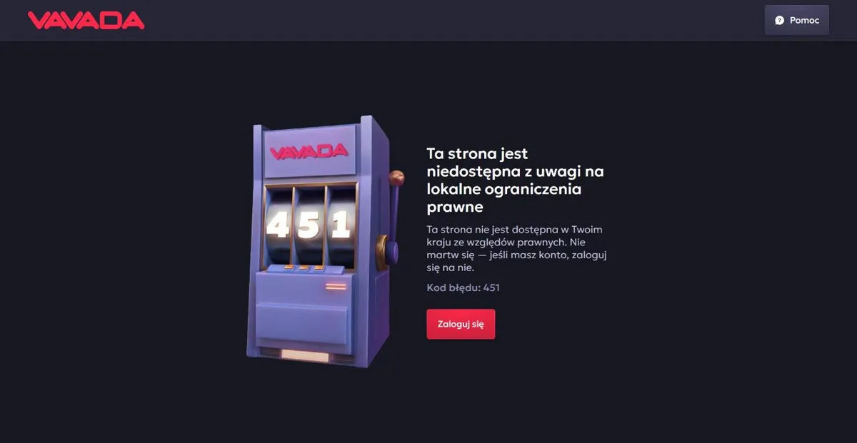 Strona vavada.com otwarta z polskiego adresu IP: komunikat o błędzie 451 Strona vavada.com otwarta z polskiego adresu IP: komunikat o błędzie 451